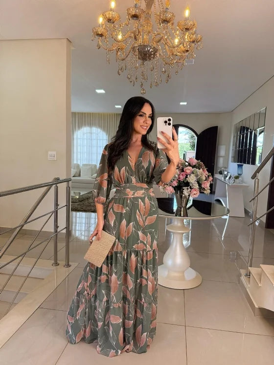 Claudia – Robe longue florale au confort élégant