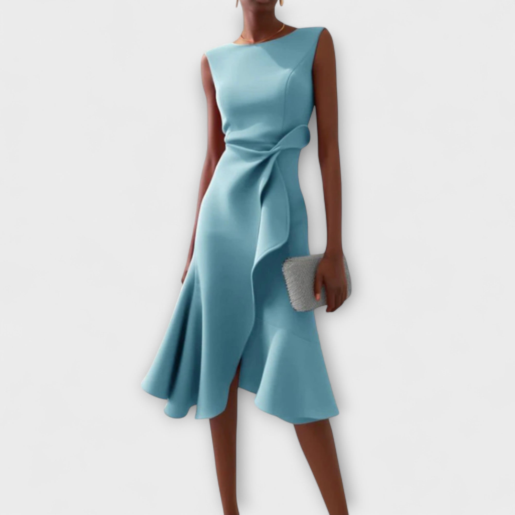 Édith – Robe midi drapée asymétrique