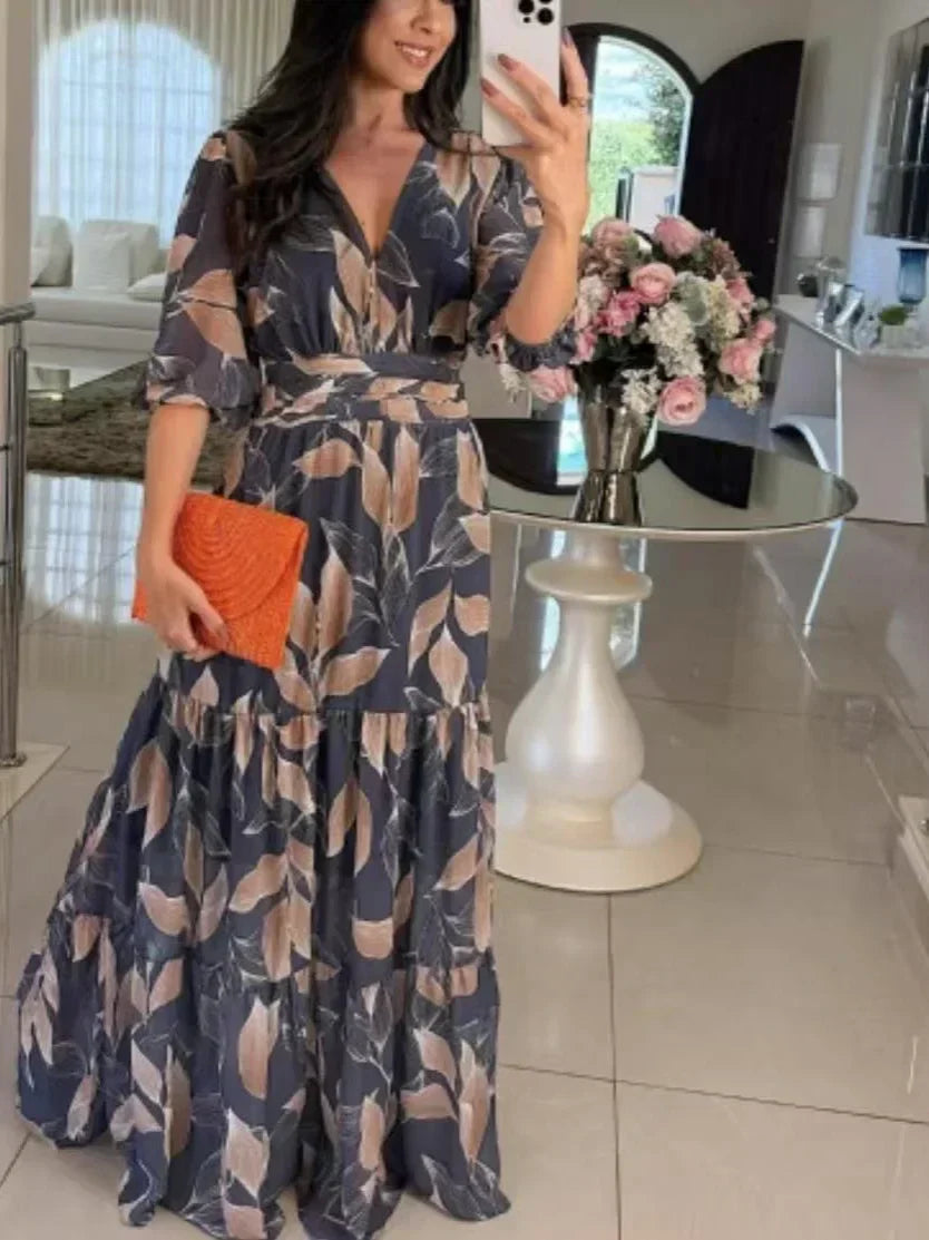 Claudia – Robe longue florale au confort élégant