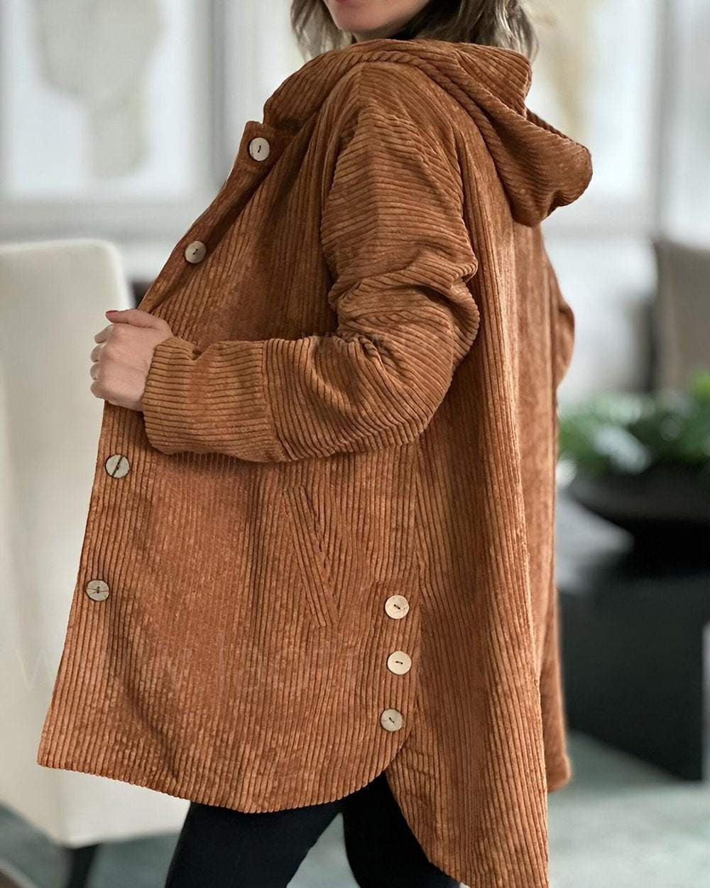 Candice – Veste à capuche en velours côtelé