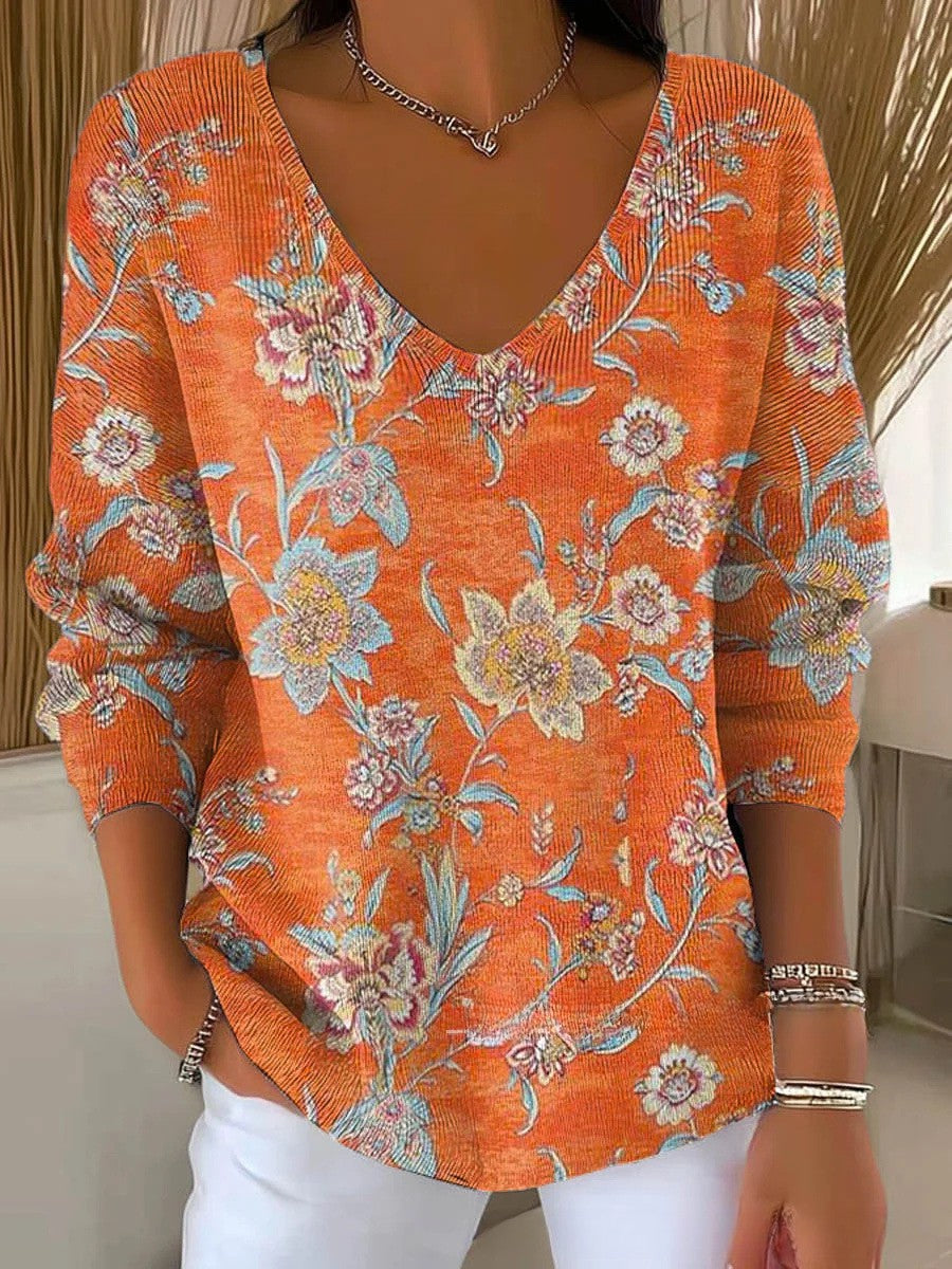 Jehanne – Pull en tricot à col en V