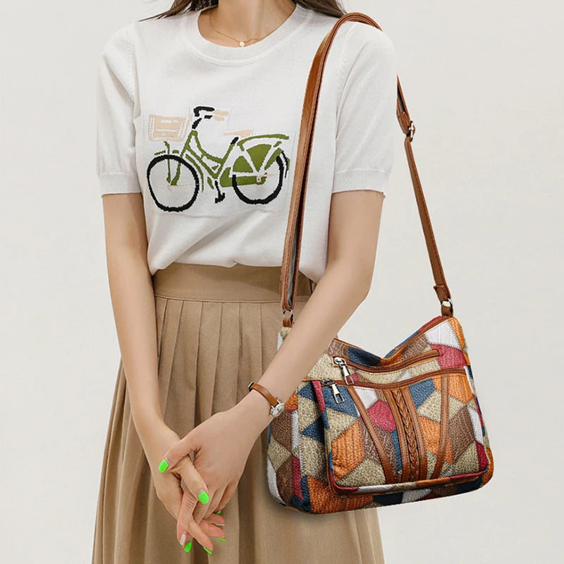 Dora – Sac à main patchwork en cuir végétal