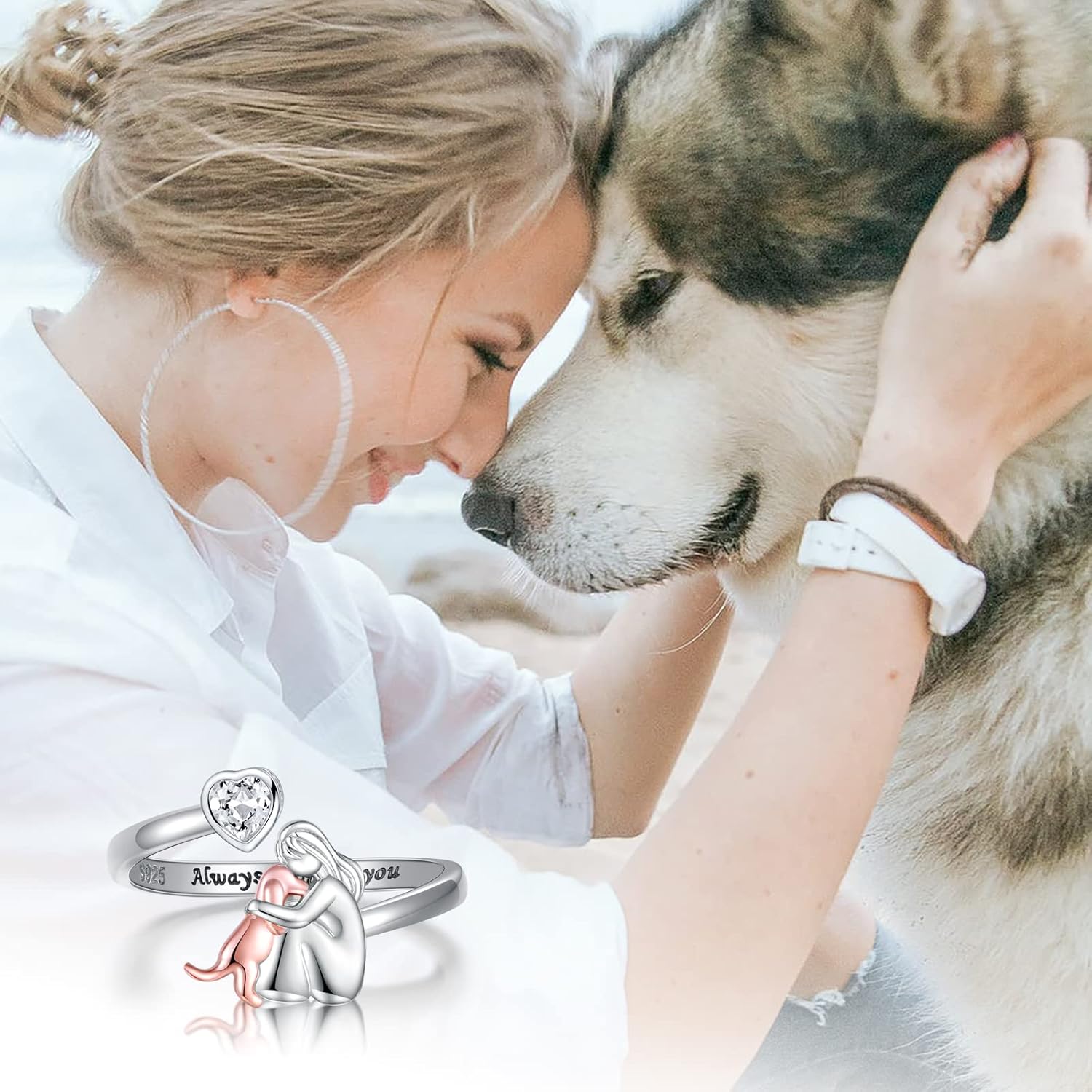 Coquin – Bague avec icône de chien (Rose)