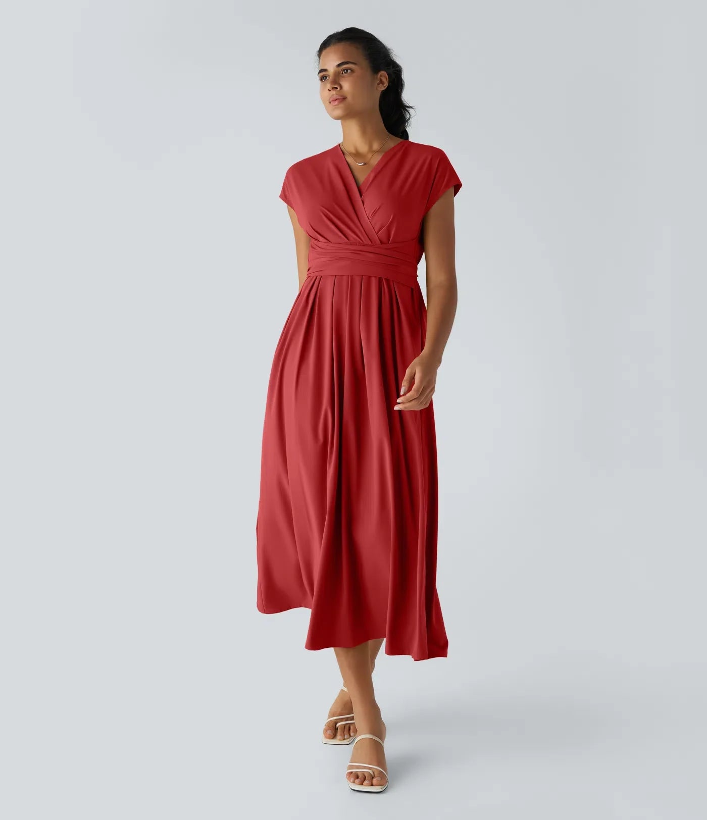 Rosavine – Élégante robe portefeuille à taille haute