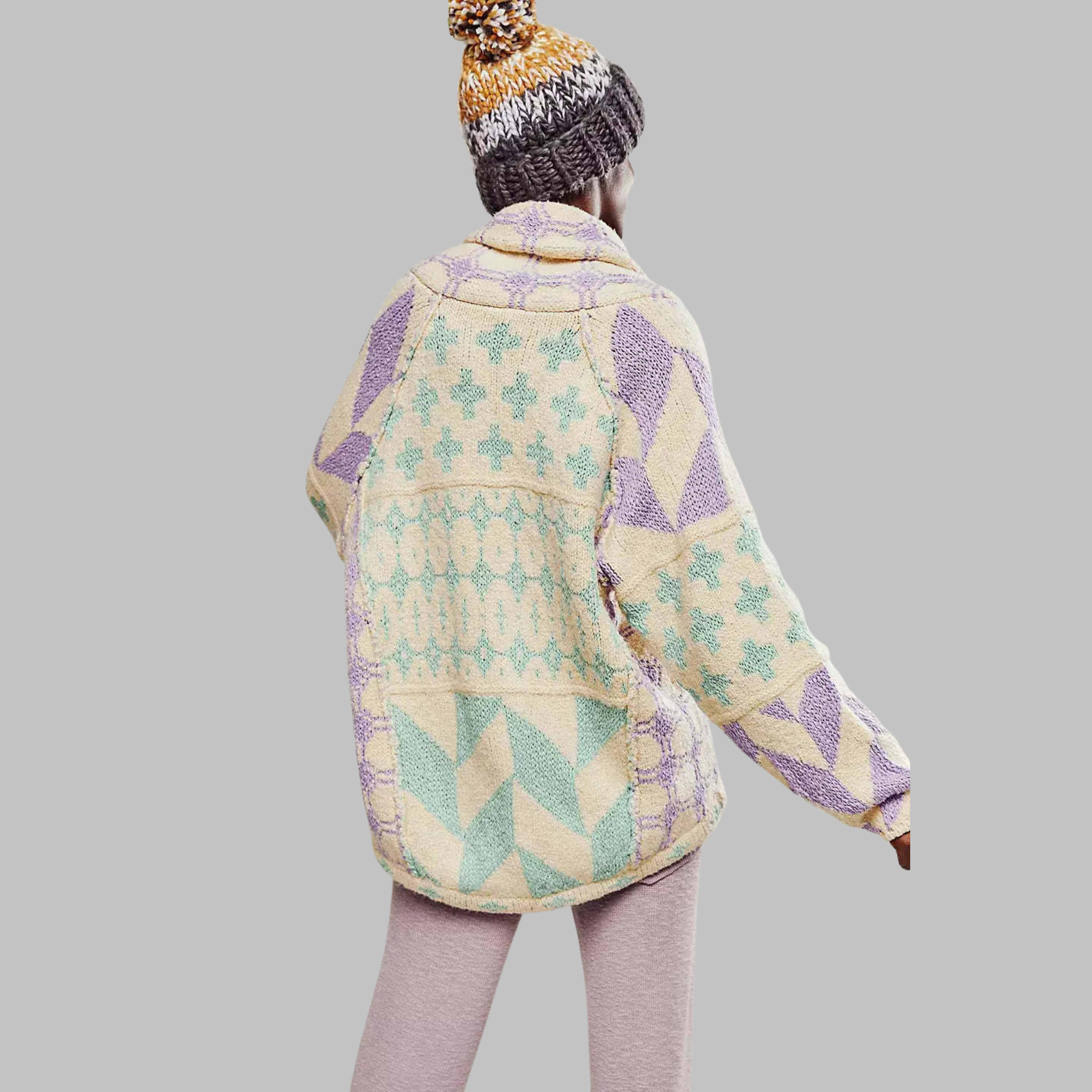 Céliane - Gilet vintage oversize à col boutonné