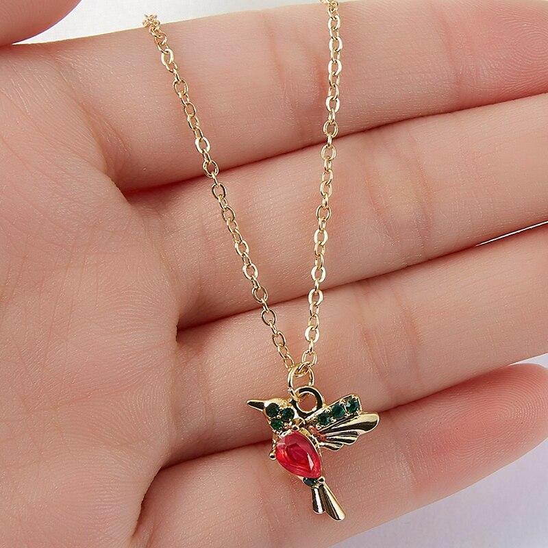Colibéline – Fin collier avec pendentif colibri en émail et zirconia