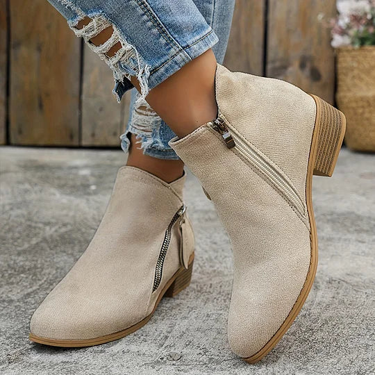 Ambreline – Bottines orthopédiques en cuir avec fermeture éclair