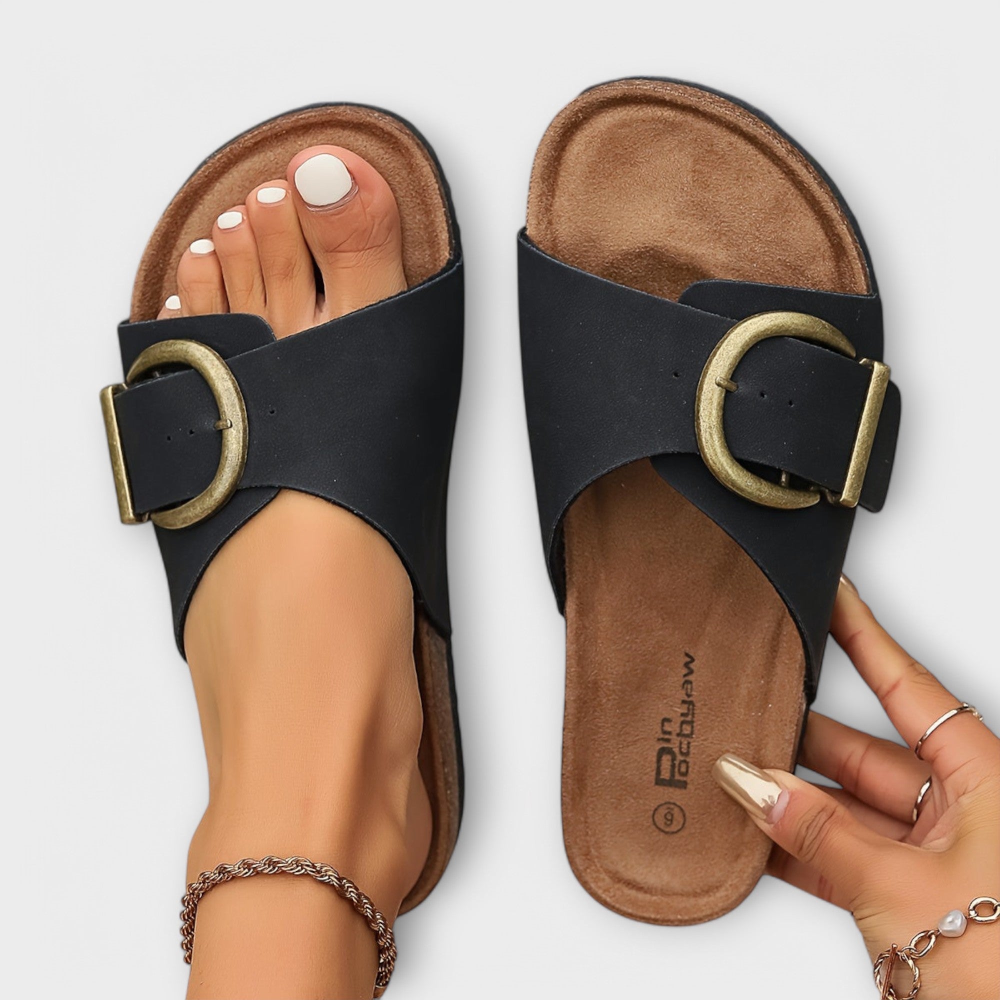 Ketzia - Mules en liège pour femmes avec bride à boucle