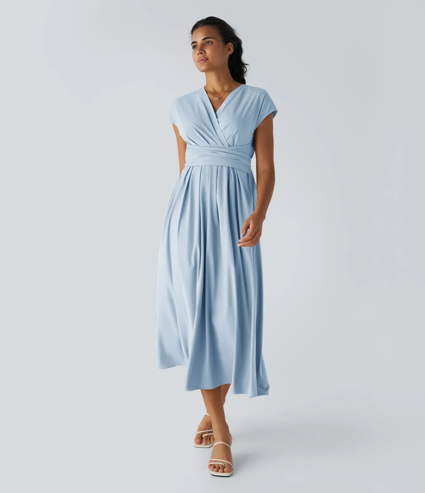 Rosavine – Élégante robe portefeuille à taille haute