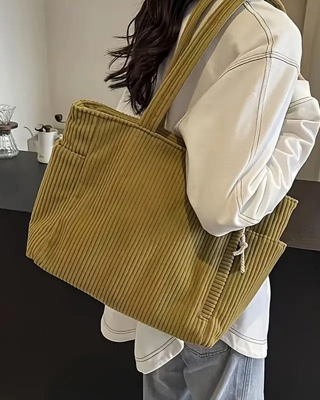 Guillemette – Sac cabas côtelé avec cordon élégant