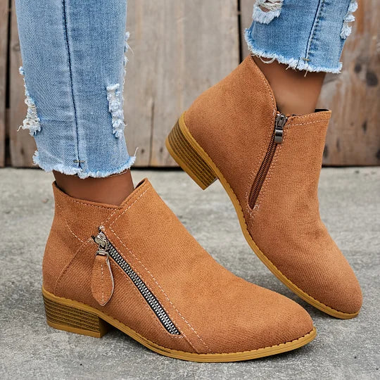 Ambreline – Bottines orthopédiques en cuir avec fermeture éclair