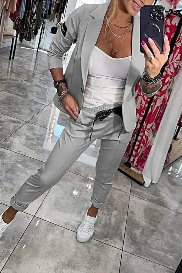 Candice – Ensemble blazer fluide et pantalon décontracté