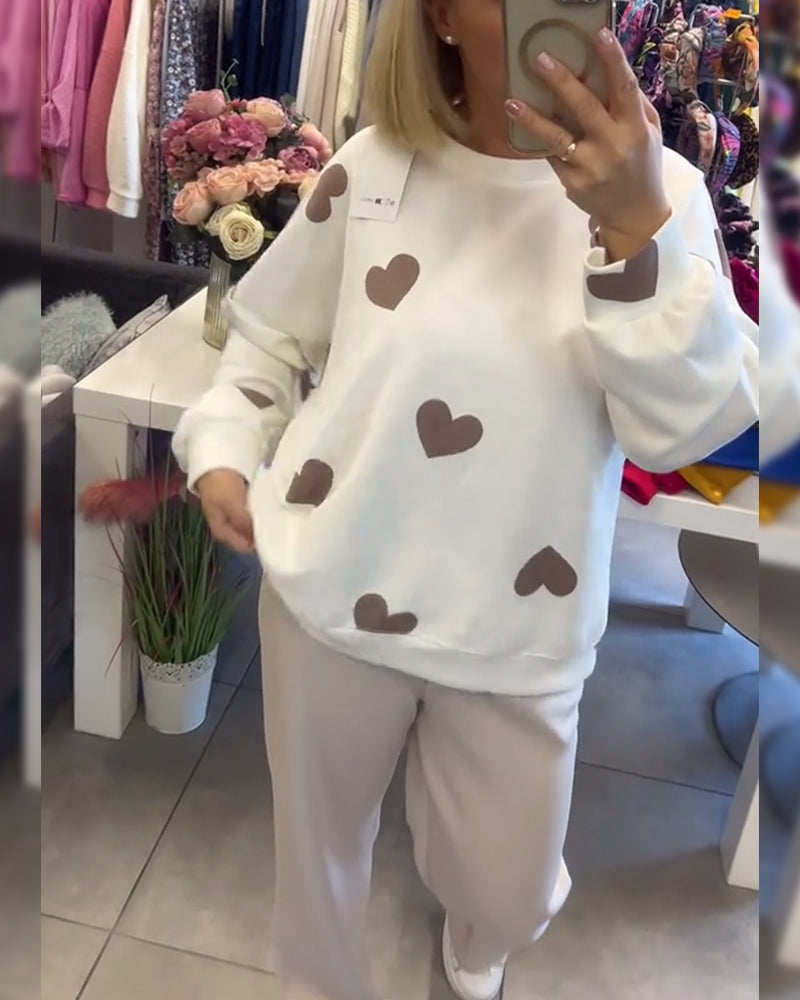 Adria – Trui en coton mélangé avec motifs cœurs