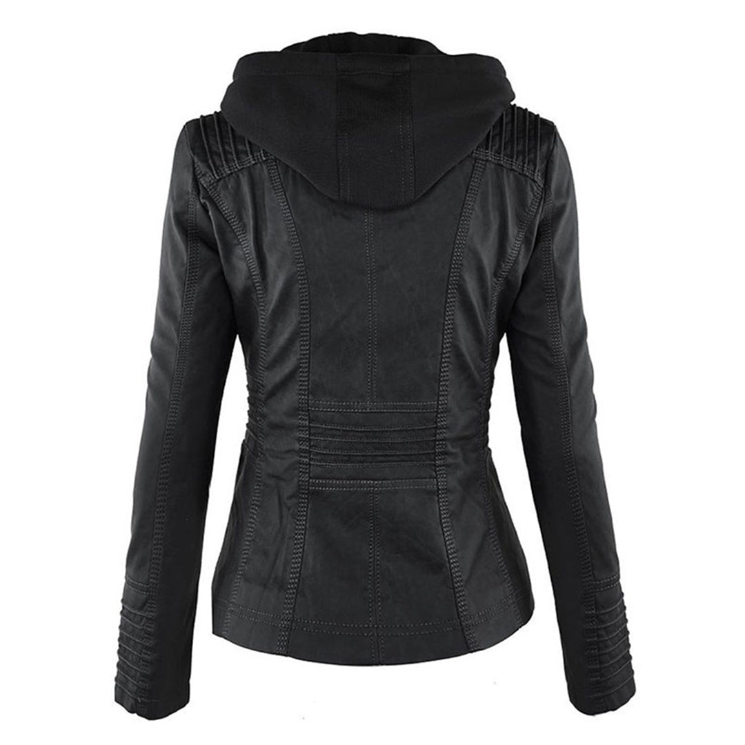 Isabelle – Veste moderne en cuir avec capuche