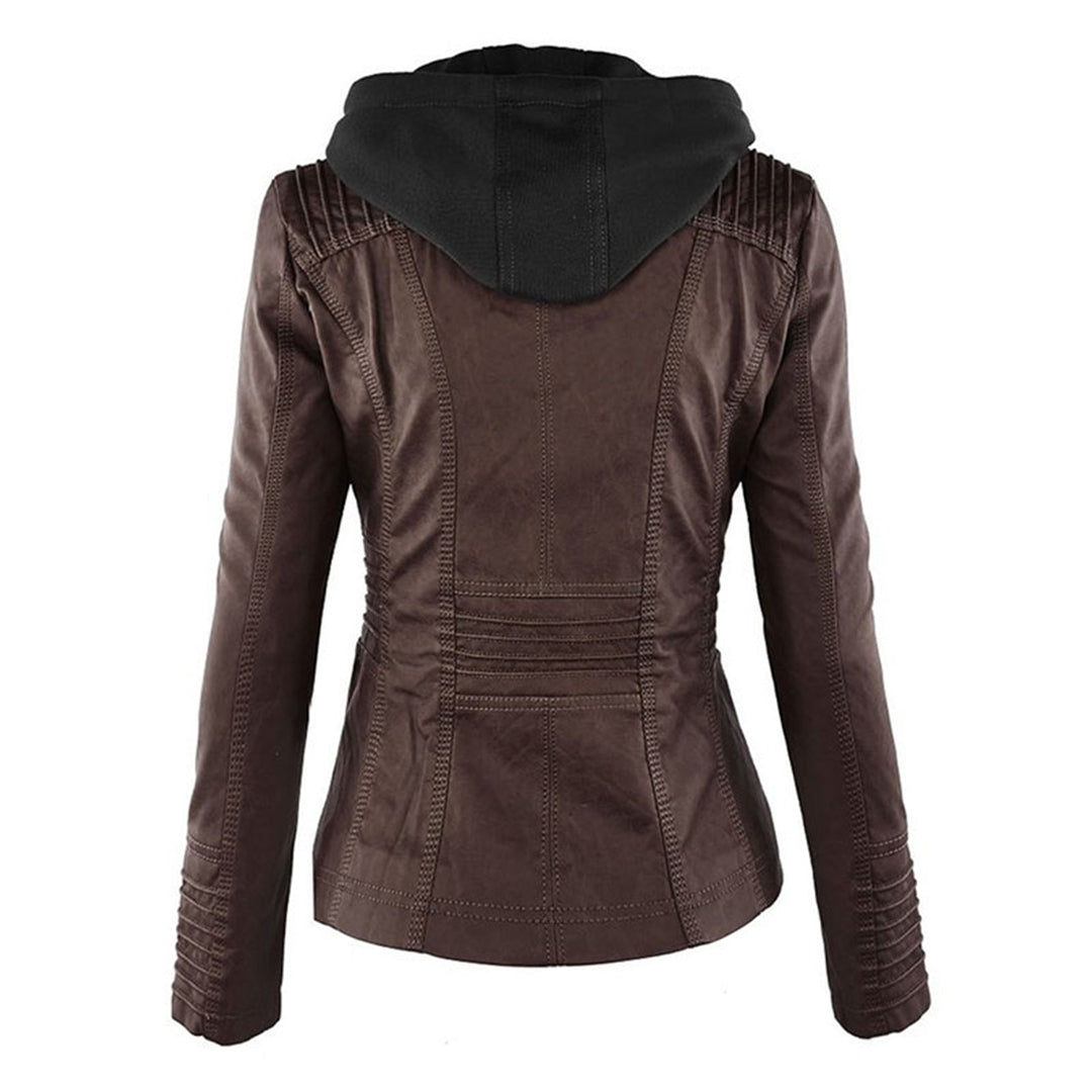 Isabelle – Veste moderne en cuir avec capuche
