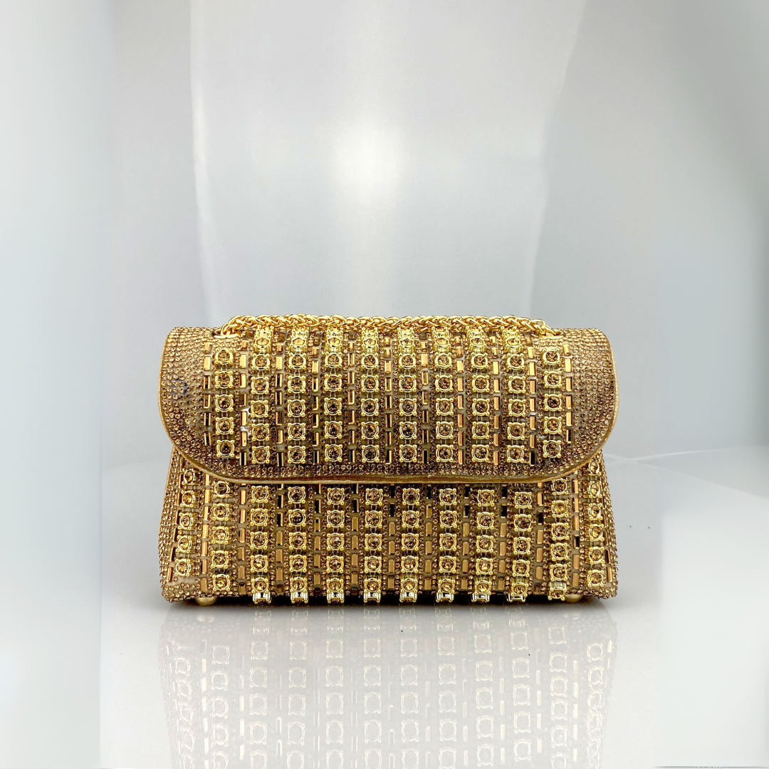 Éléa – Sac bandoulière chic à chaîne et diamants colorés