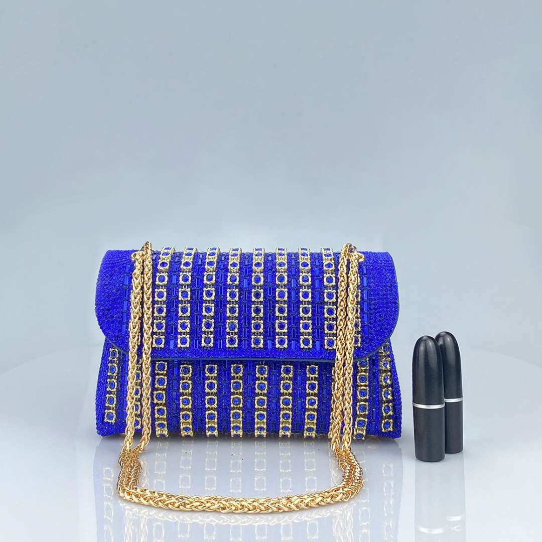 Éléa – Sac bandoulière chic à chaîne et diamants colorés