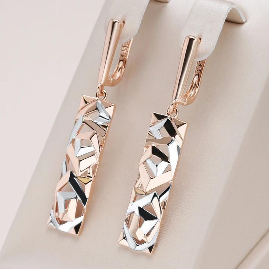 Géorézia – Boucles d’oreilles géométriques élégantes en or rose et argent