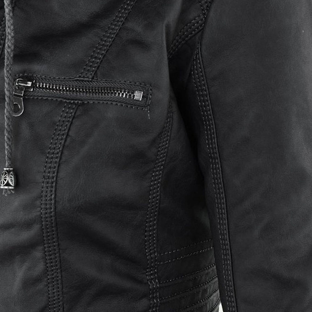 Isabelle – Veste moderne en cuir avec capuche