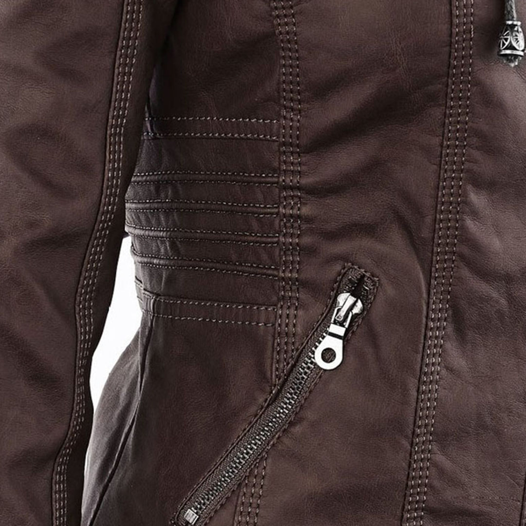 Isabelle – Veste moderne en cuir avec capuche
