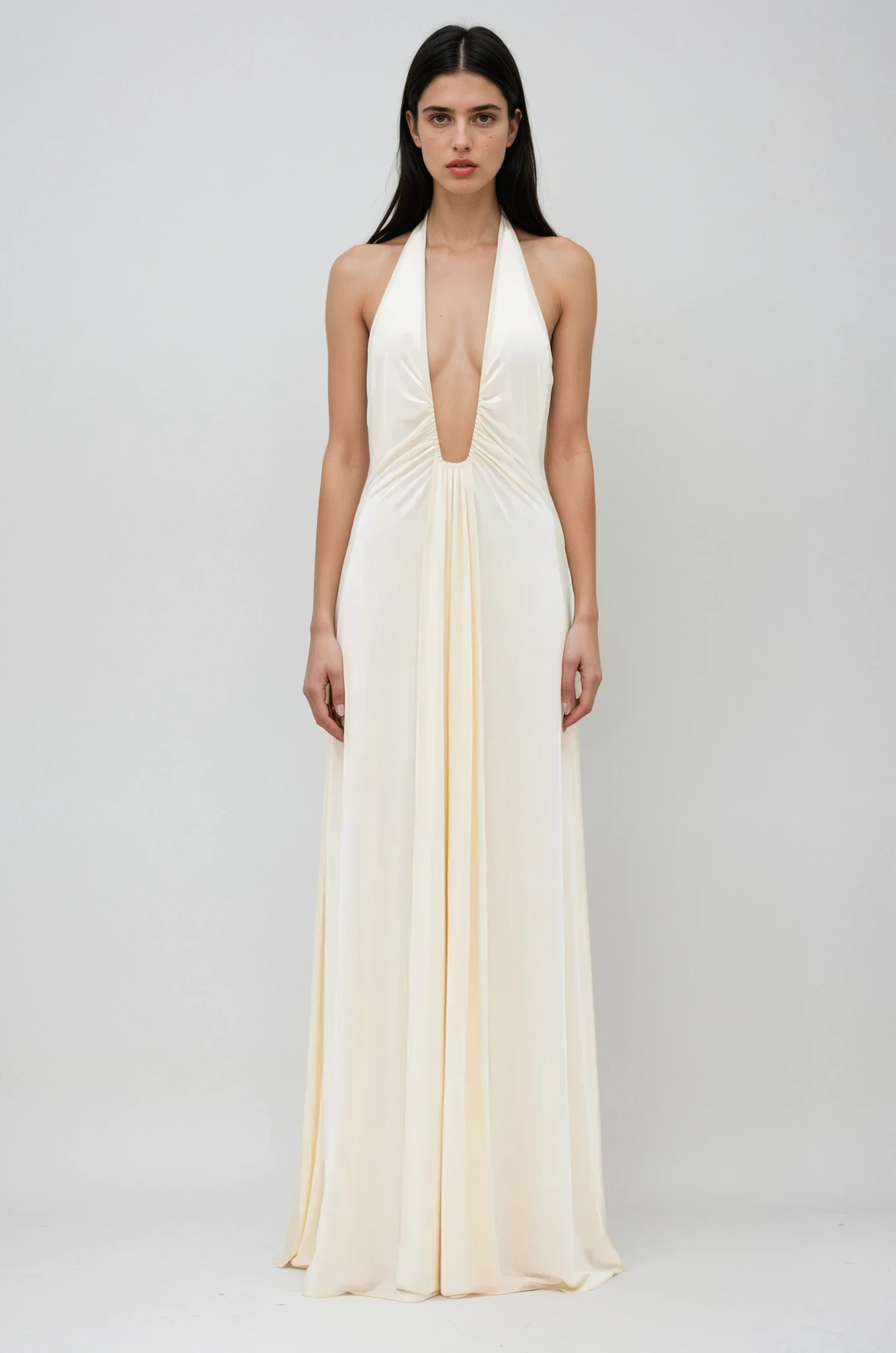 Aliane – Robe longue drapée en cupro