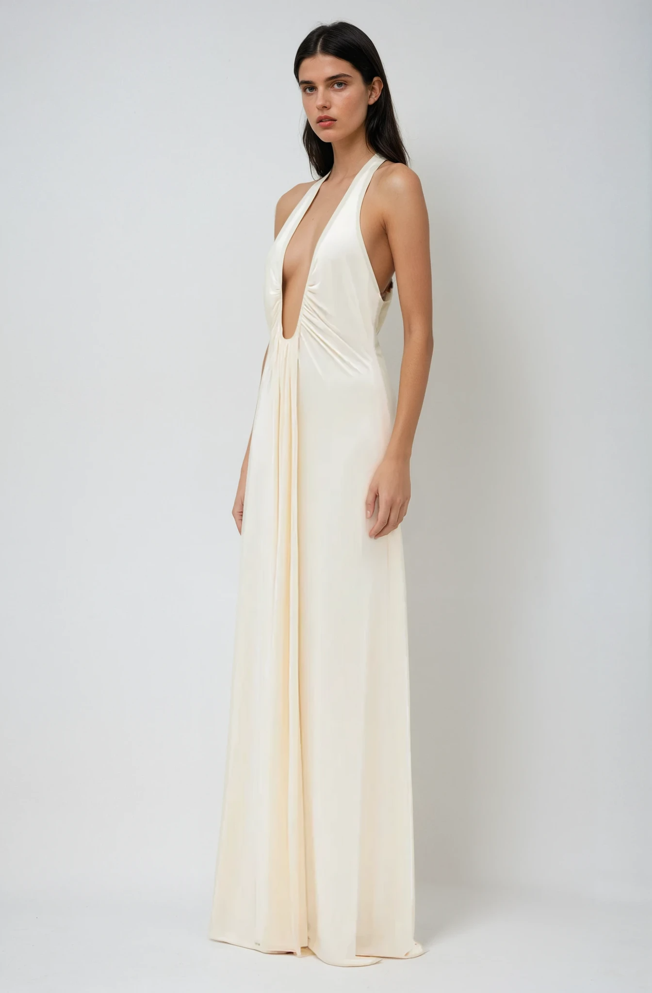 Aliane – Robe longue drapée en cupro