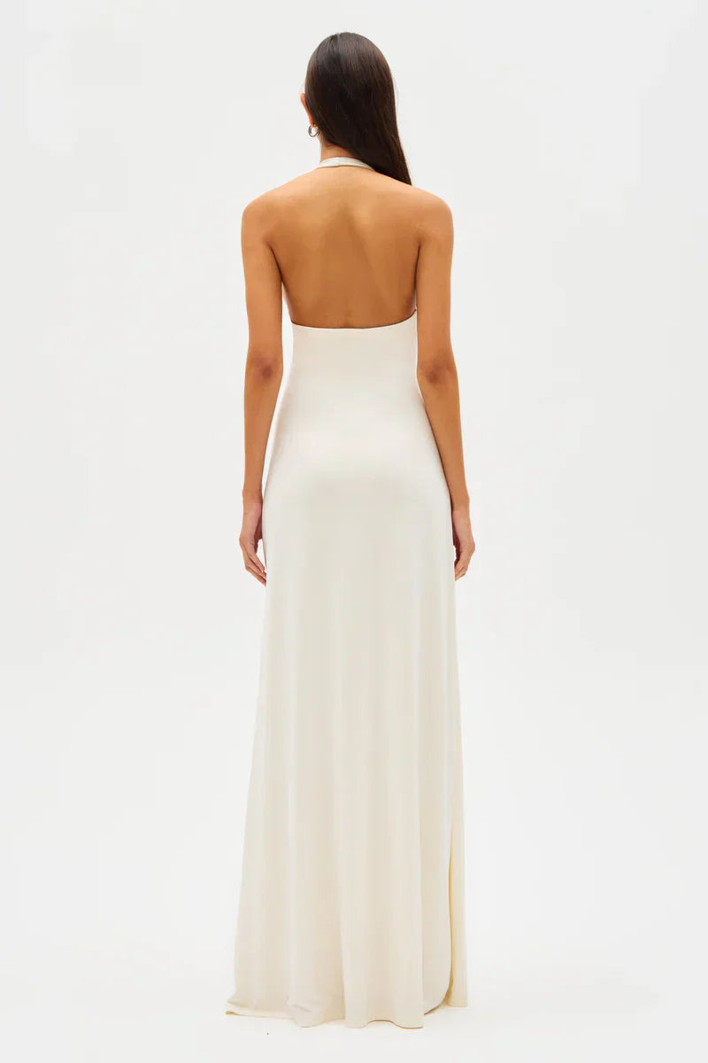 Aliane – Robe longue drapée en cupro
