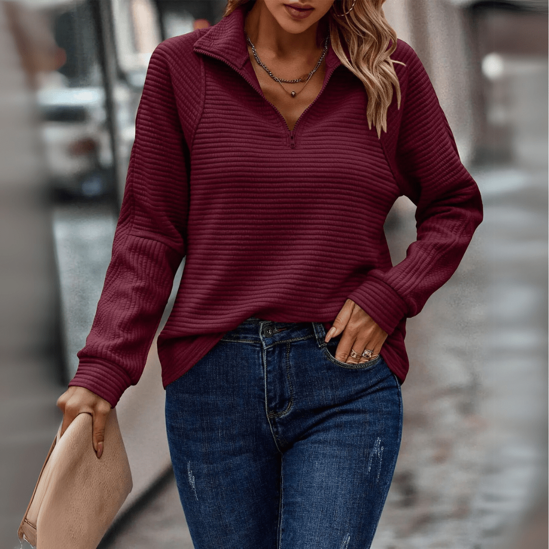 Gaïa - Pull chic demi-zip