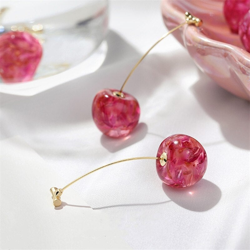 Cerizane – Boucles d’oreilles "Cerise Rose"