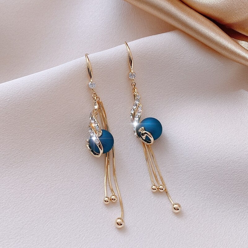 Azurélis – Boucles d’oreilles festives avec perles bleues
