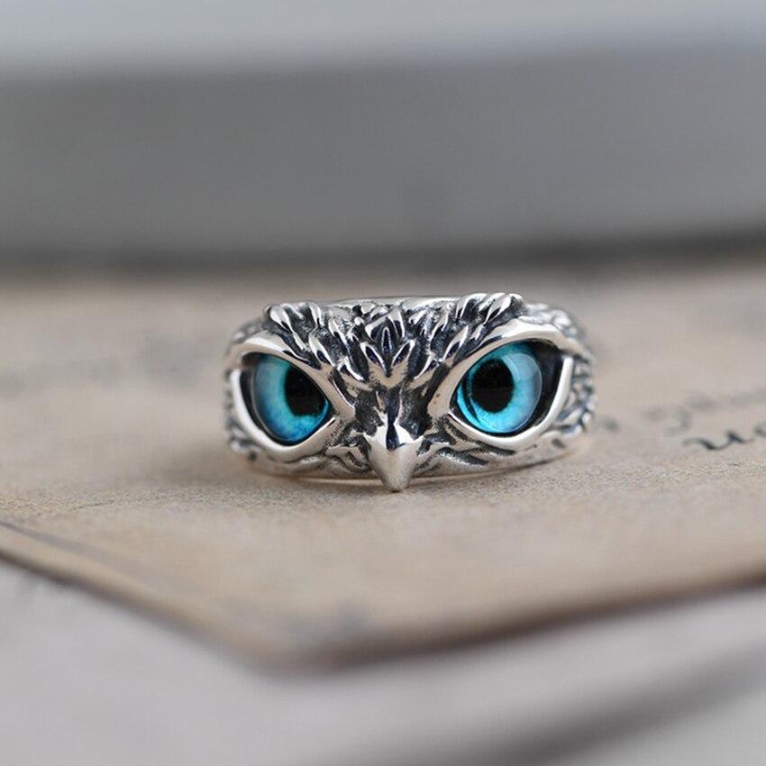 Isaléa - Bague ajustable en argent "Chouette" avec opale bleue
