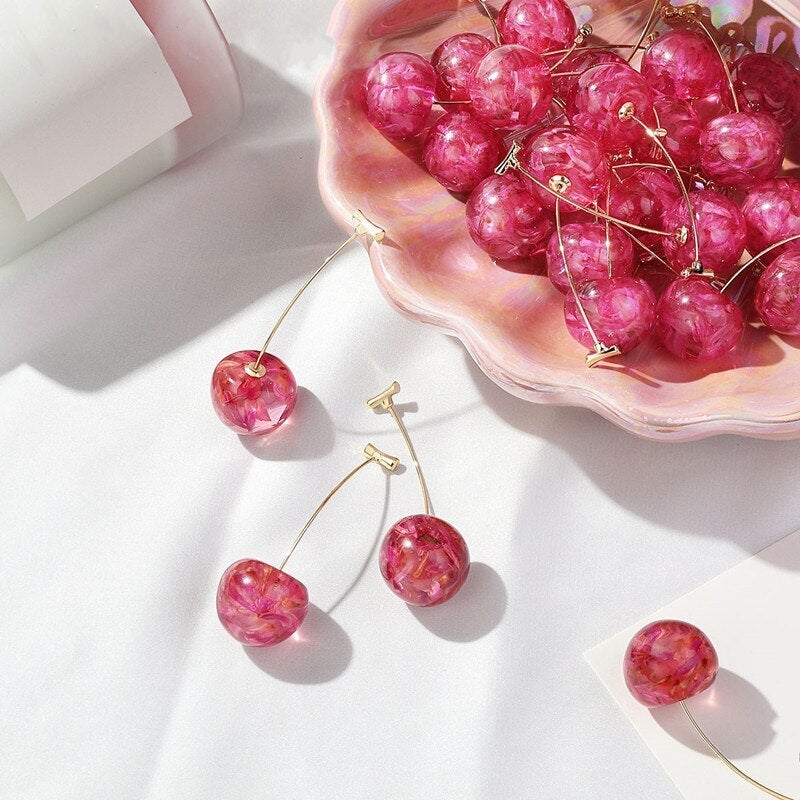 Cerizane – Boucles d’oreilles "Cerise Rose"