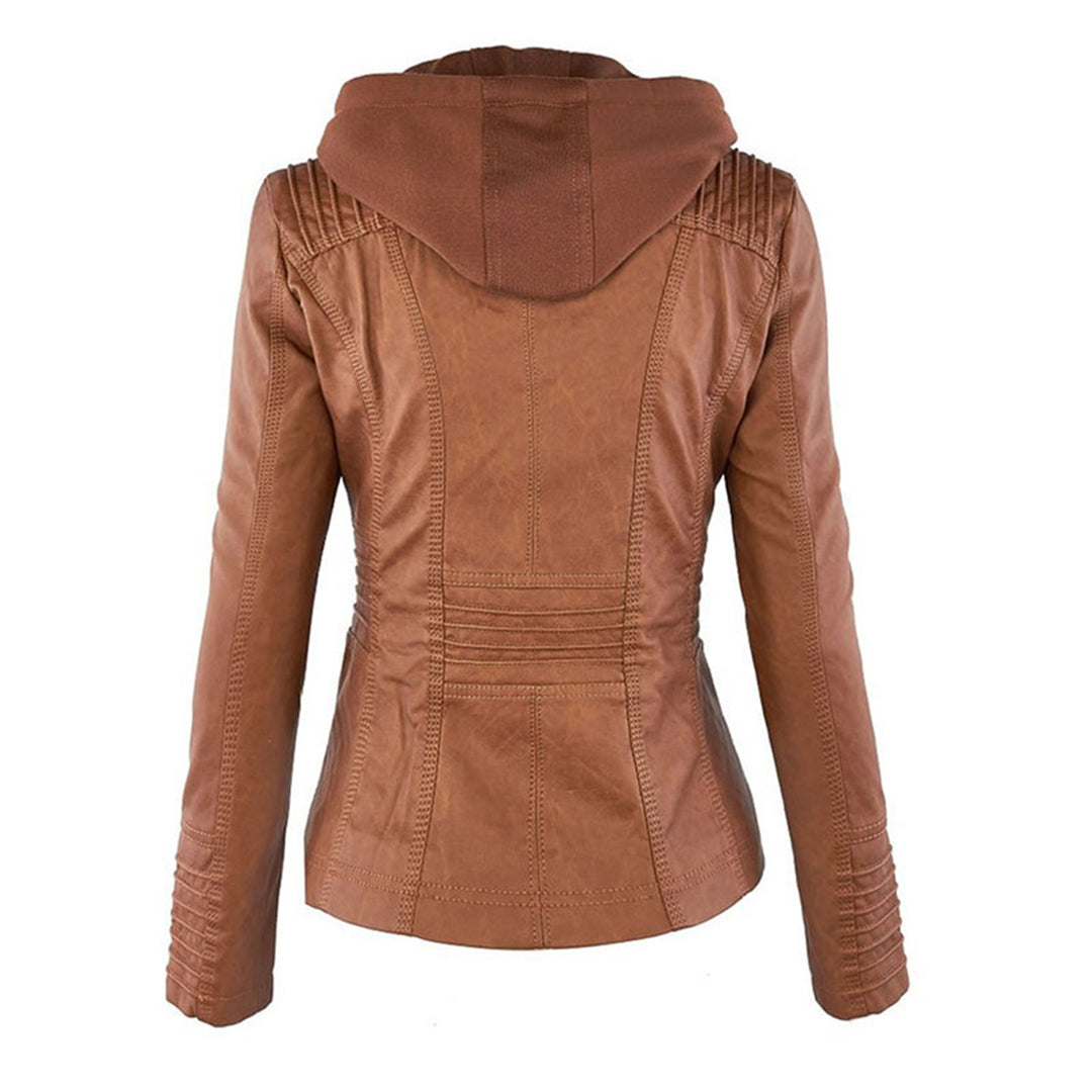Isabelle – Veste moderne en cuir avec capuche