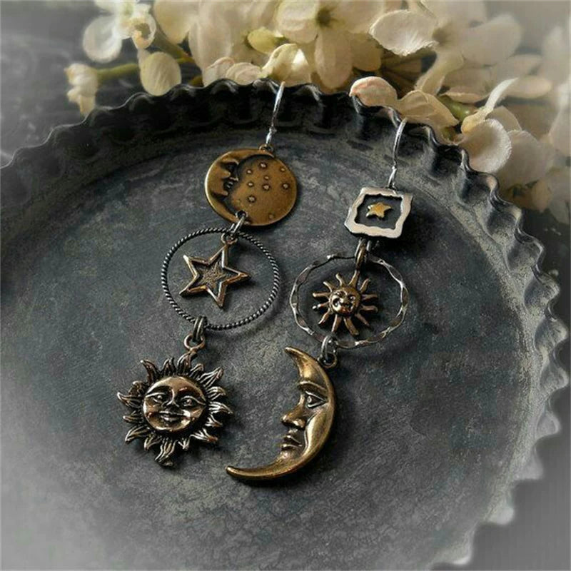 Solunéa – Boucles d’oreilles "Soleil, Lune, Étoiles"