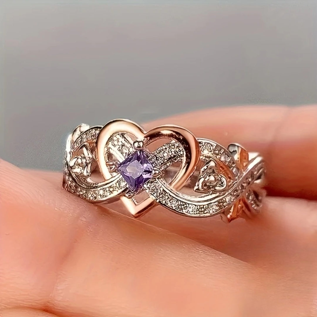 Améthéa – Fine bague en or et argent avec pierre violette