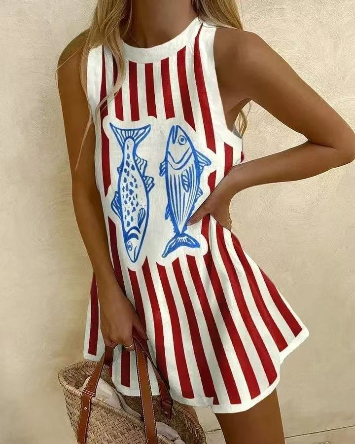 Océlya - Robe mini avec imprimé de poisson