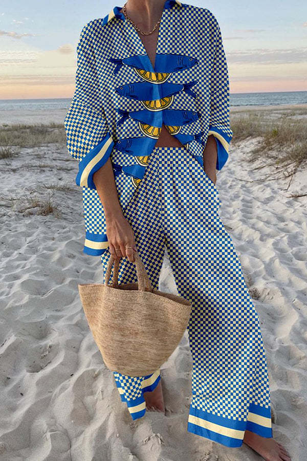 Mireline - Ensemble de linge avec imprimé sardines et citron