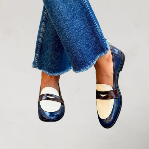 Noélya - Mocassins bleu marine avec petit talon