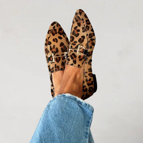 Auréline - Mocassins élégants avec imprimé et boucle métallique