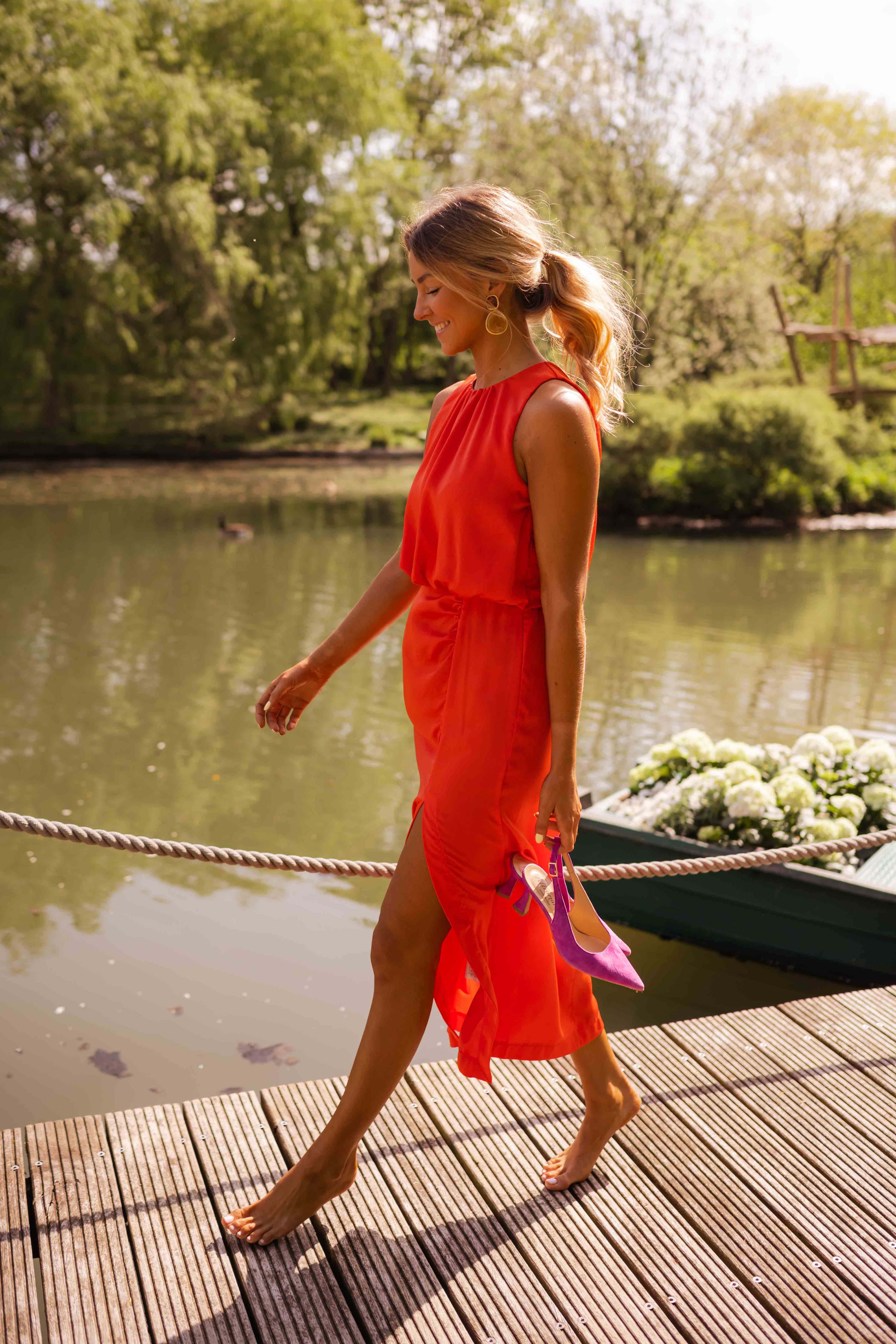 Léonie – Robe midi élégante et légère pour l’été