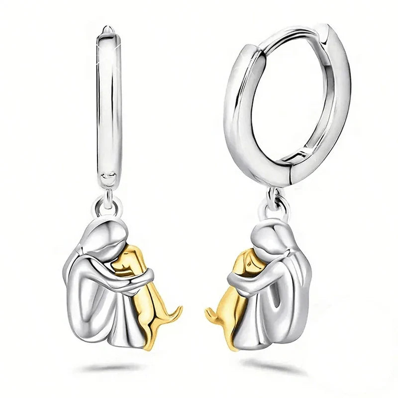 Nénette – Boucles d’oreilles avec icône de chien (fermeture ronde)