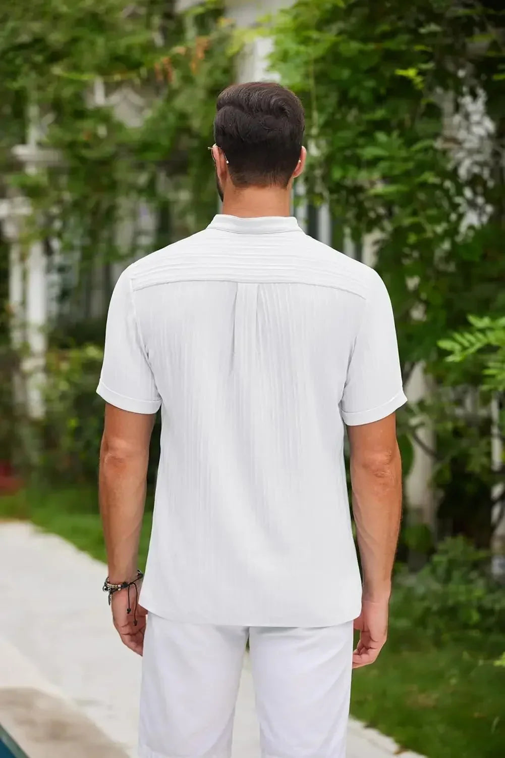 Angers™ - Nouveau Chemise Henry rayée en coton et lin brodé haut de gamme pour hommes été décontracté
