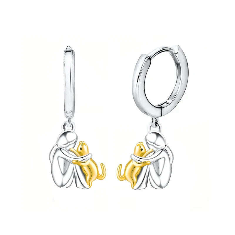 Nougat – Boucles d’oreilles avec icône de chat (fermeture ronde)