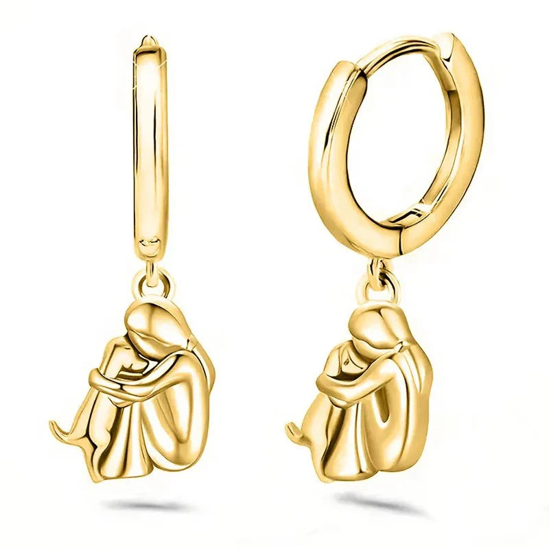 Nénette – Boucles d’oreilles avec icône de chien (fermeture ronde)