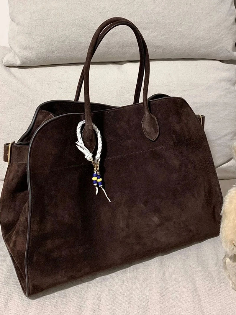 Nicole - Sac à main en cuir velours végétalien
