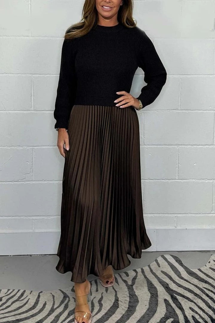 Soline – Robe maxi avec haut en maille et jupe plissée