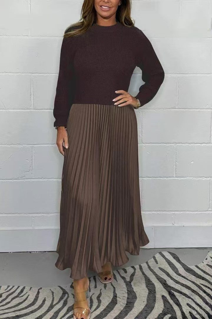 Soline – Robe maxi avec haut en maille et jupe plissée