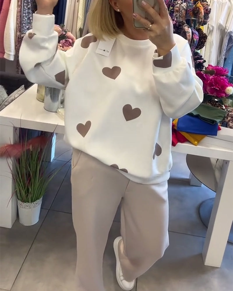 Adria – Trui en coton mélangé avec motifs cœurs