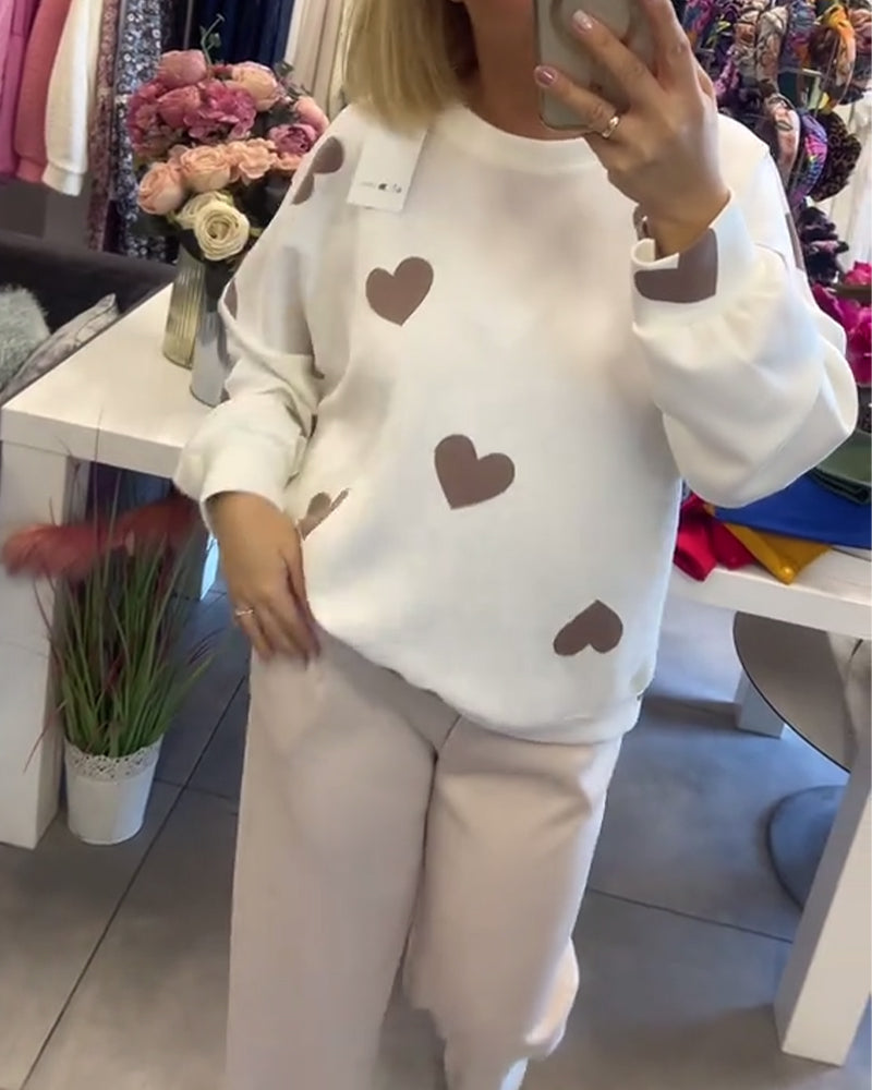 Adria – Trui en coton mélangé avec motifs cœurs
