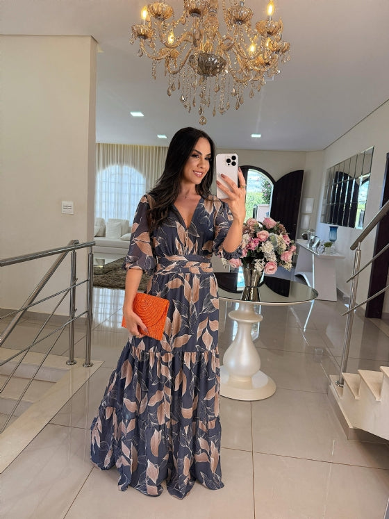 Claudia – Robe longue florale au confort élégant